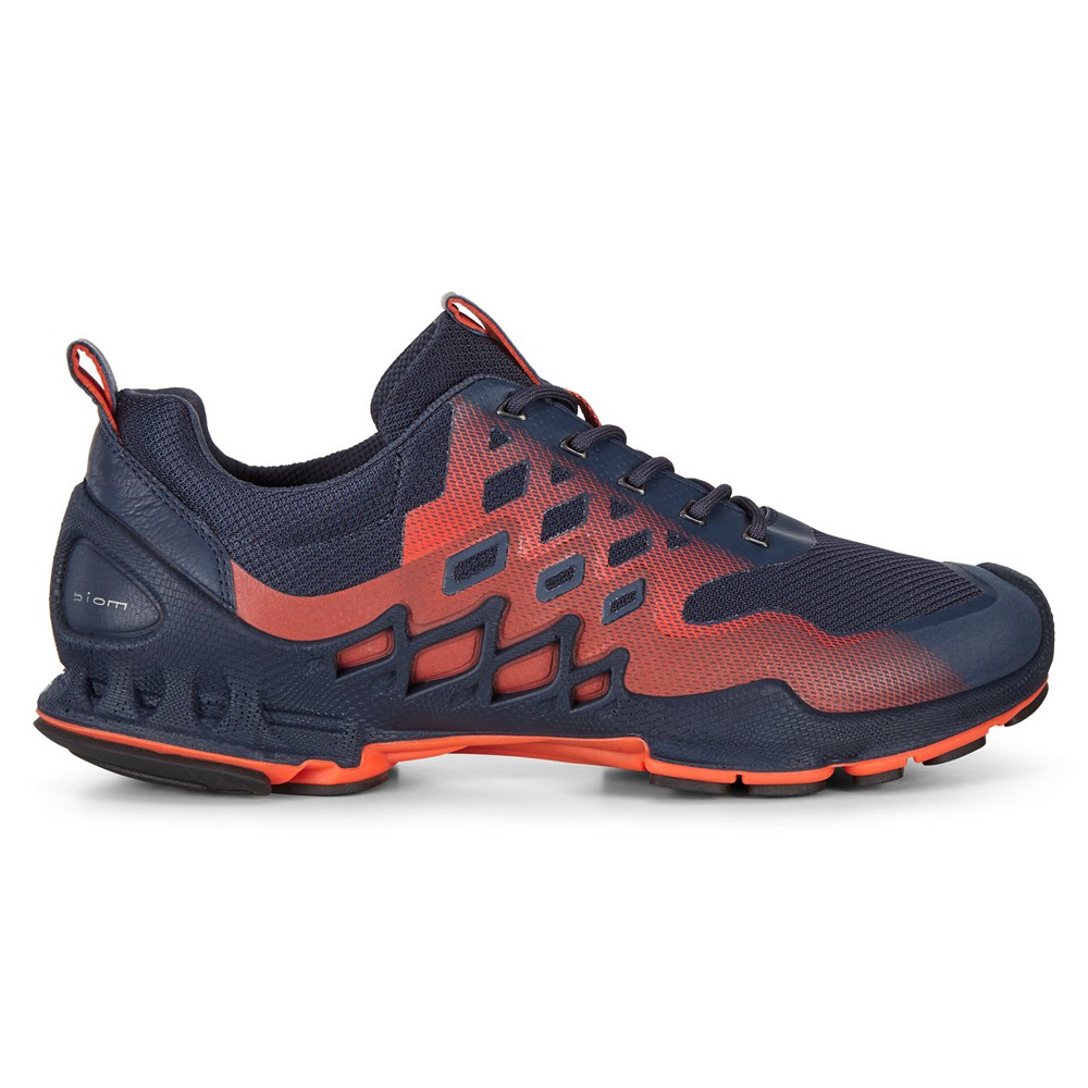 Mens Hiking Shoes - ECCO Biom Aex Low Two-Tone - Navy/Orange - 5729NIMVC